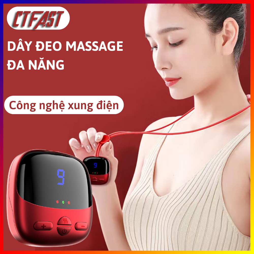 Dây đeo massage cổ vai gáy CTFAST LP-A7, máy mát xa nhiệt đa năng 2 đầu xung điện kép kết hợp 9 cường độ rung hỗ trợ giảm đau nhức mỏi cơ, thư giãn cơ thể, pin sạc, kích thước nhỏ gọn - Hàng chính hãng