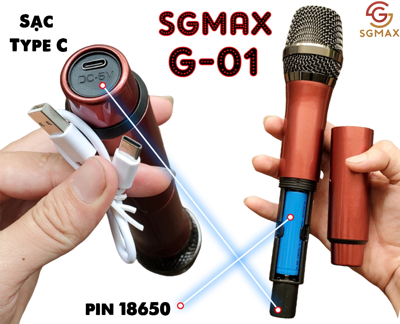 [XÃ KHO] Micro Không Dây SGMAX G01,Mẫu Mới,Chuyên Dùng Cho karaoke Hát Nhẹ. Thiết kế chắc chắn, tỉ mỉ, chức năng hiện đại