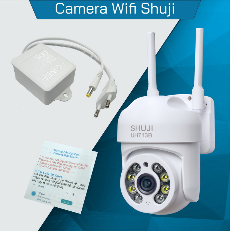 Camera wifi ngoài trời SHUJI UH713B - Lắp ngoài trời - Xoay 360 độ- Báo động khi có trộm- Ghi âm và Đàm thoại 2 chiều- Hàng chính hãng được nhập khẩu chính thức bởi Cty TNHH Shuji (VN)- Bảo hành 24 tháng