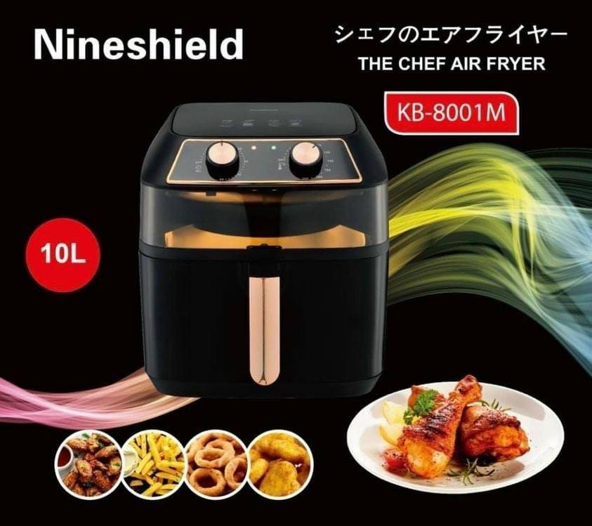 Nồi Chiên Không Dầu NINE SHIELD KB-8001M - Dung Tích Lớn 10 Lít - Chế Độ Đảo Tự Động - Công Nghệ Làm Nóng Đối Lưu