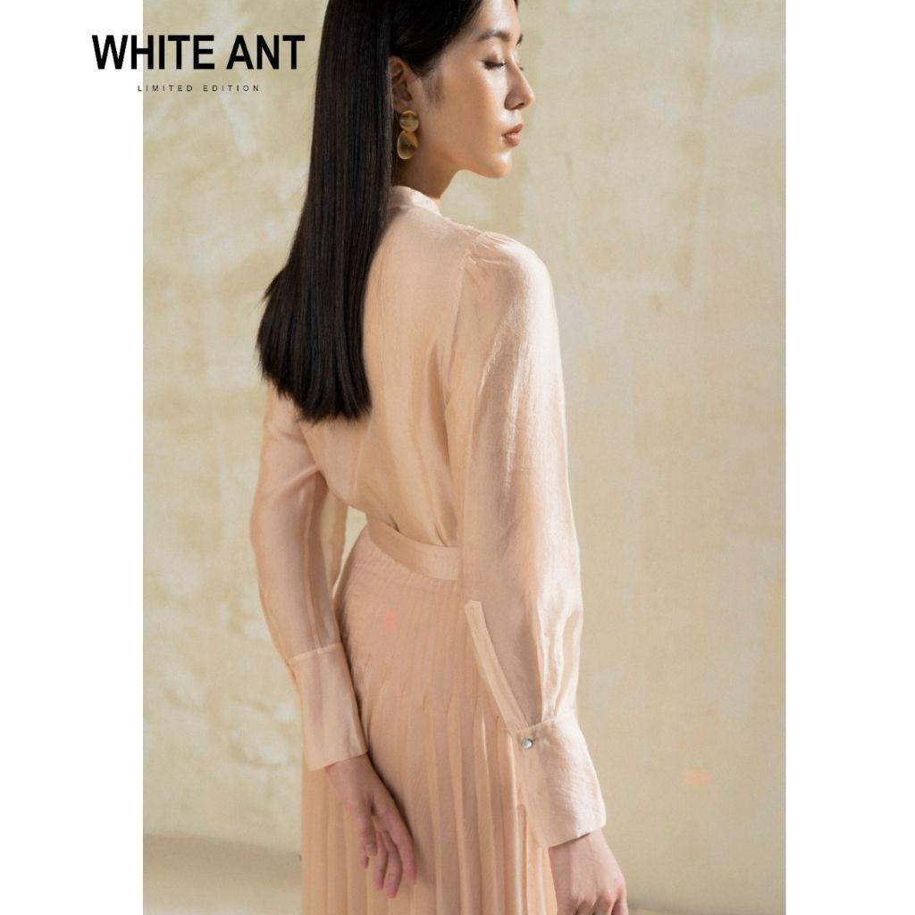 Hình ảnh Áo Sơ Mi Nữ Công Sở Dài Tay WHITE ANT RHOMBUS SHIRT Thiết Kế Họa Tiết Cách Điệu, Chất Liệu Cupro Mềm Mịn 170300087