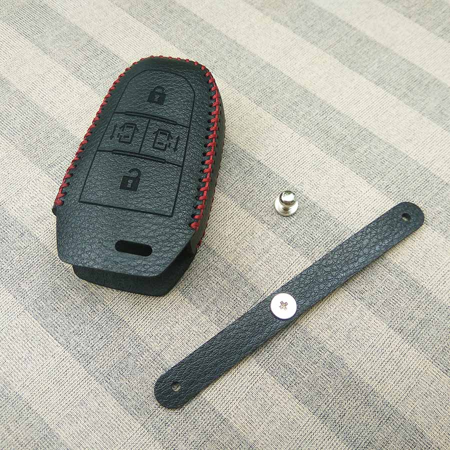 Bao da 4 nút chìa khóa smartkey cho xe hơi Peugeot Traveller (Đen)