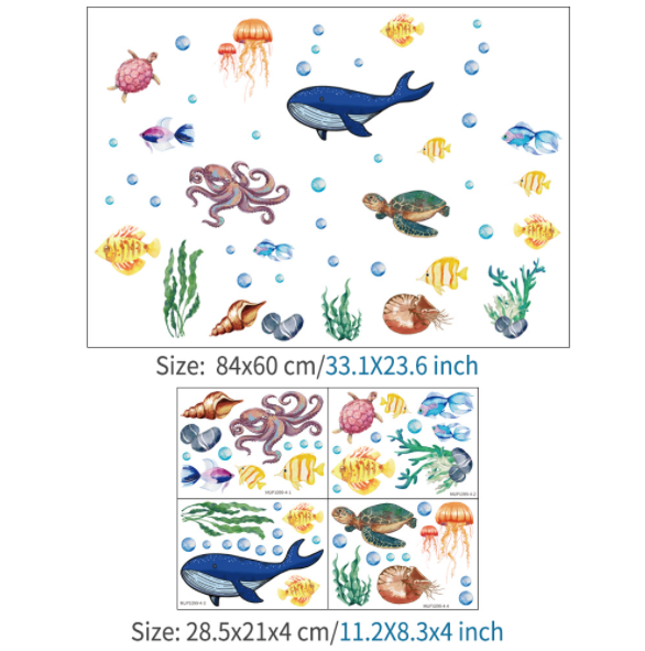 Decal trang trí tường - Đáy đại dương của những sinh vật biển