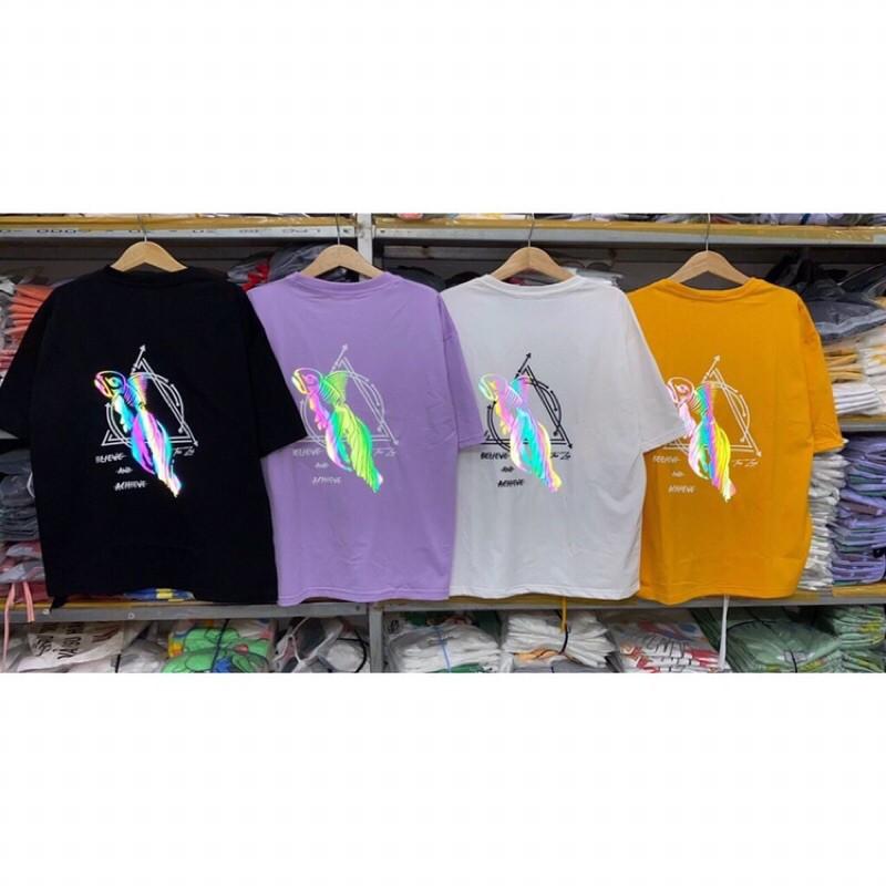 Áo thun phản quang bạc chất cotton 4chiều form dưới 70kg nam nữ