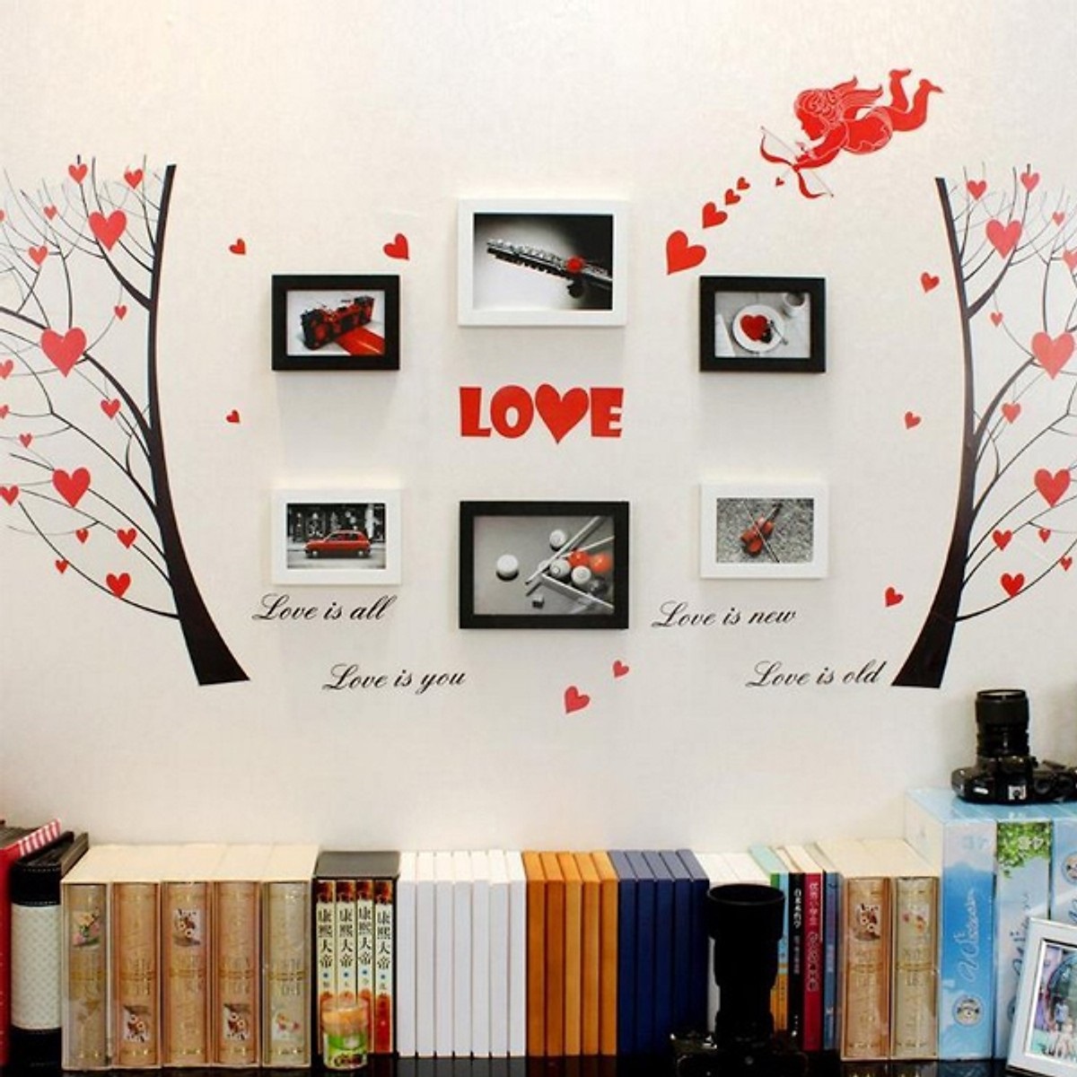 Decal dán tường CÂY TÌNH YÊU CUPID bắn mũi tên lãng mạn sang trọng