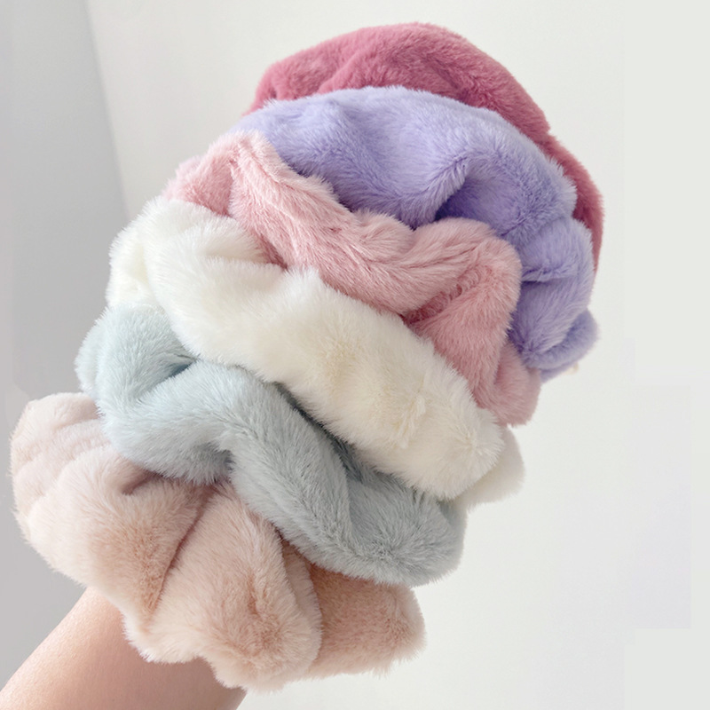 Cột tóc scrunchies trơn lông mềm mịn thu đông sắc màu đẹp Hàn Quốc Tatitava