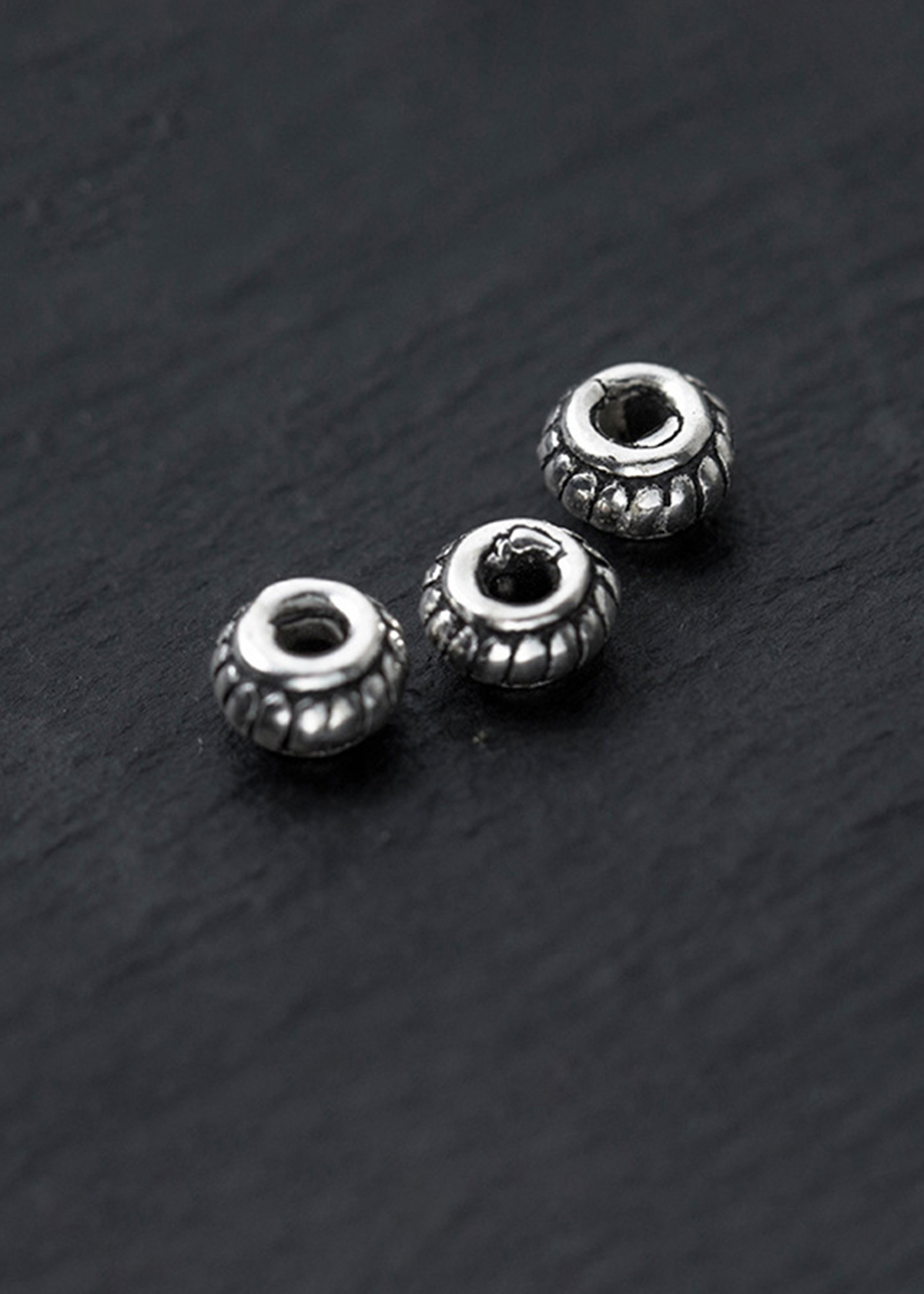 Combo 6 cái Charm bạc chặn hạt họa tiết bánh xe - Ngọc Quý Gemstones