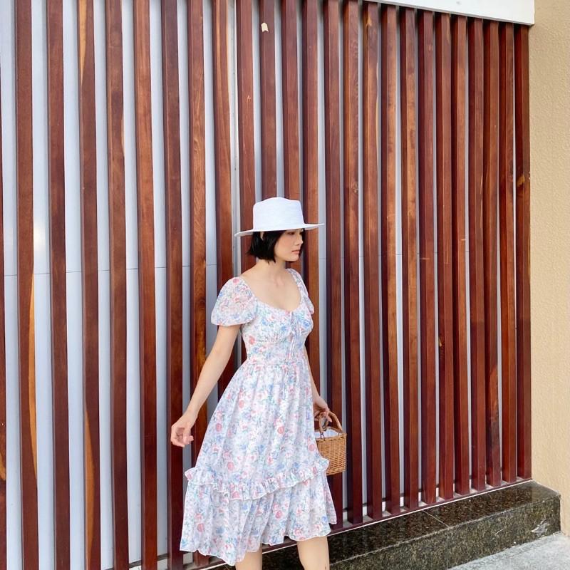 Đầm dáng xoè tơ hoa thêu - AUDREY STUDIO