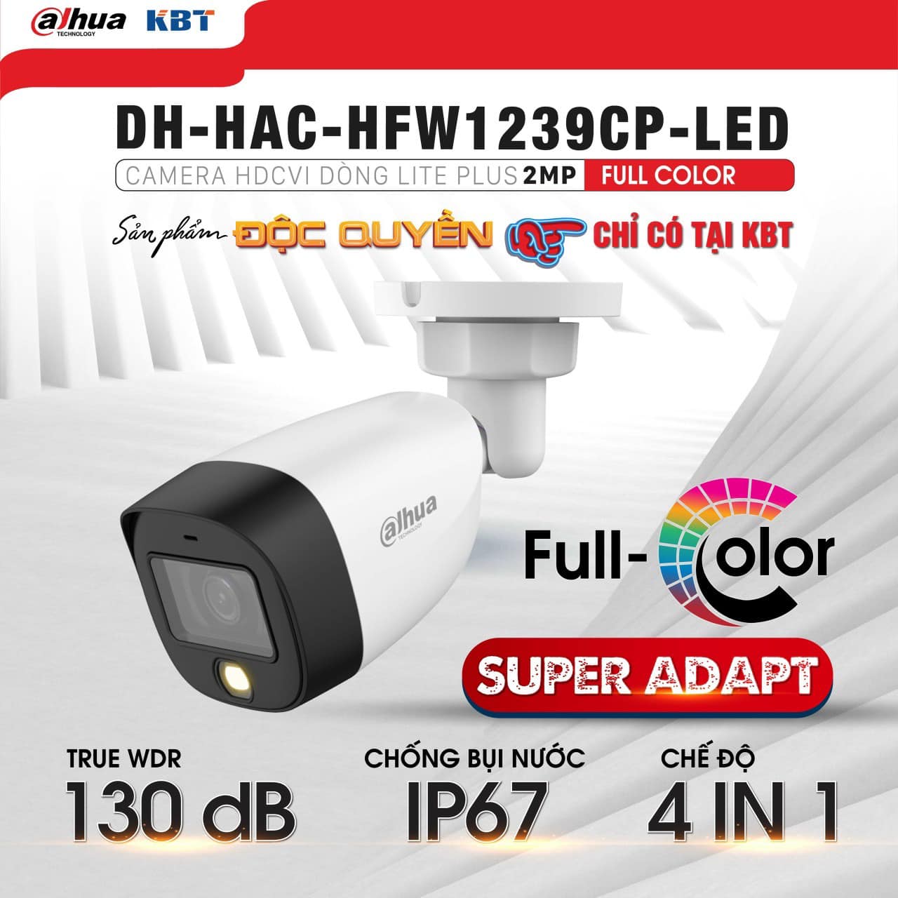 Camera 2MP Full Color có màu ban đêm, có mic, DAHUA 1239CP-A-LED 1239TLMP (hàng chính hãng)