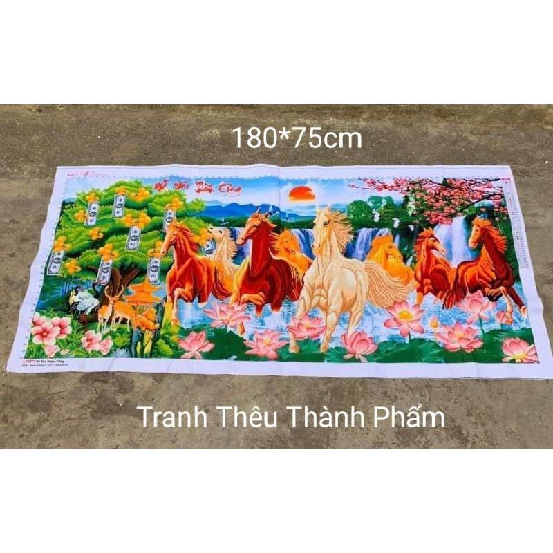 (Đã Thêu) Tranh Thêu Chữ Thập NGỰA Mã Đáo Thành Công Cây Tiền