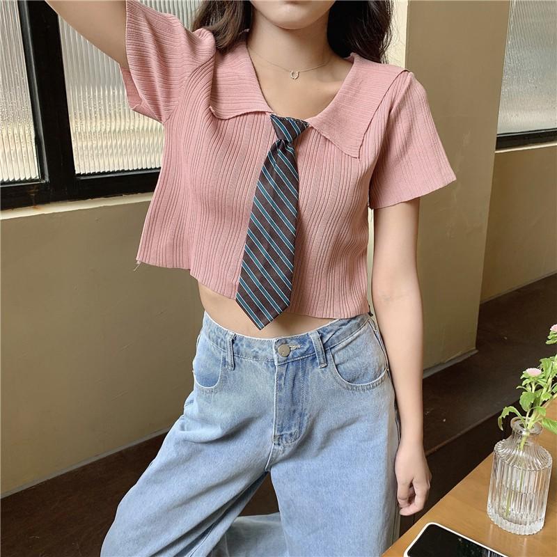 Áo croptop kiểu ngắn tay Hàn Quốc C04 - Maoshop