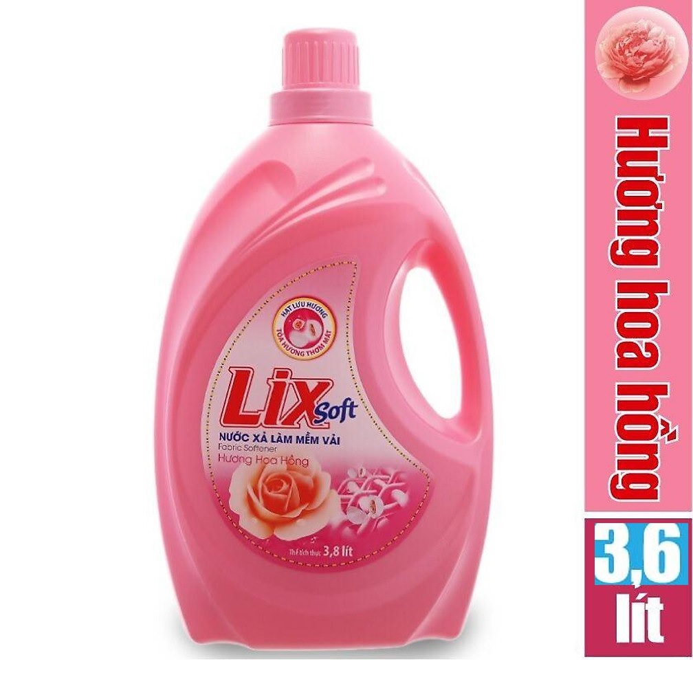 Nước Xả Vải LIX Hương Hoa Hồng 3.6L - Lưu hương trên từng sợi vải - LSH36