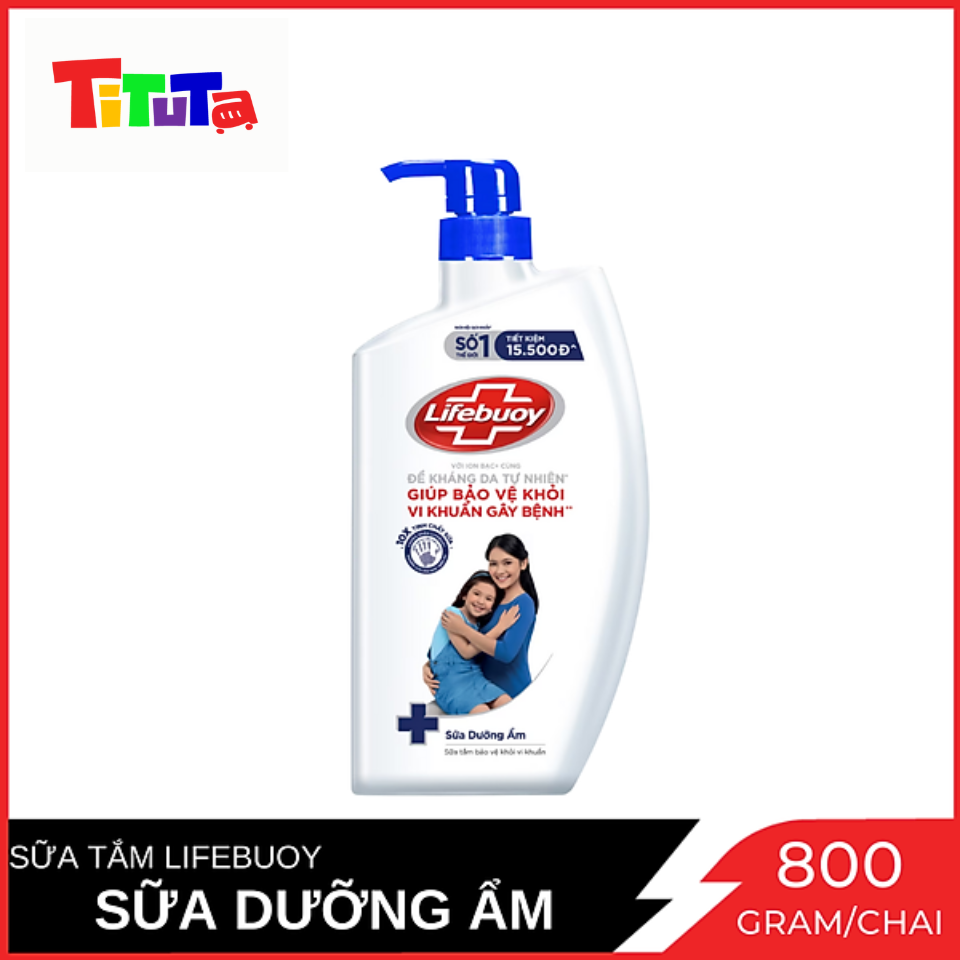 Sữa tăm Lifebuoy Ion bạc cùng với đề kháng da tự nhiên - chăm sóc da (Xanh) Chai 800ml