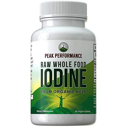 Raw Whole Food Iodine from Organic Kelp by Peak Performance. Thyroid Support Supplement. Great Metabolism Booster, Energy and Immune Boost - 60 Vegan Capsules