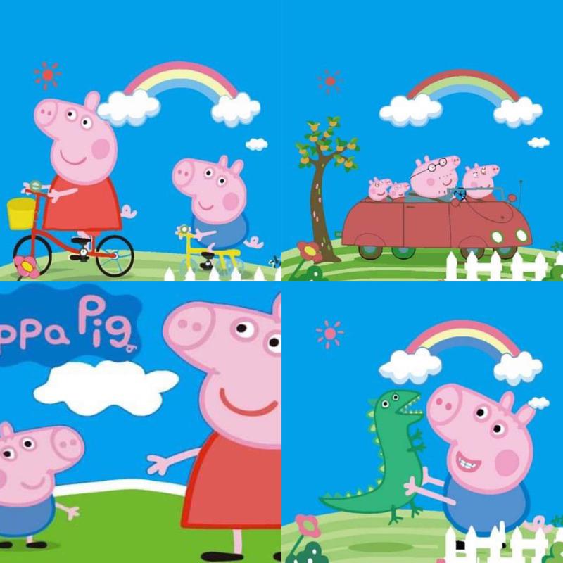 Tranh tô màu theo số Tranh sơn dầu số hoá hình heo peppa pig size 30*40cm kèm khung