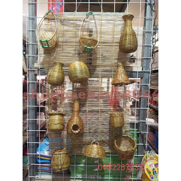 Combo vật dụng dân gian, đồng quê mây tre đan quang gánh trang trí