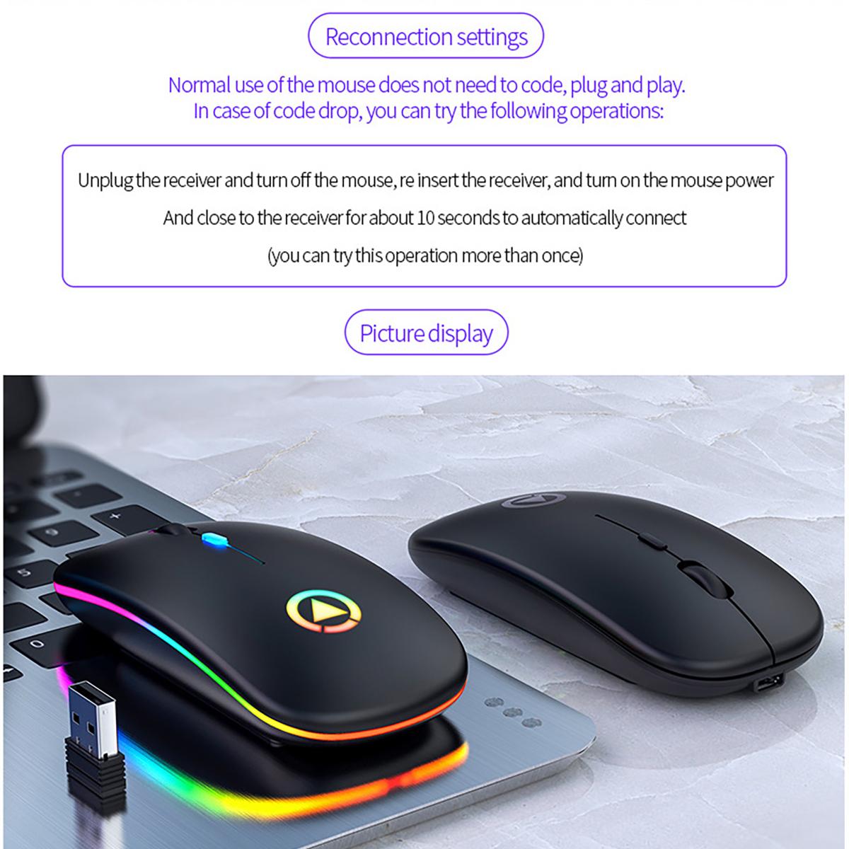 Chuột Không Dây RGB Bluetooth Máy Tính Chơi Game Im Lặng Sạc Thiết Mause Có Đèn LED Backlit USB Chuột Cho Máy Tính Laptop