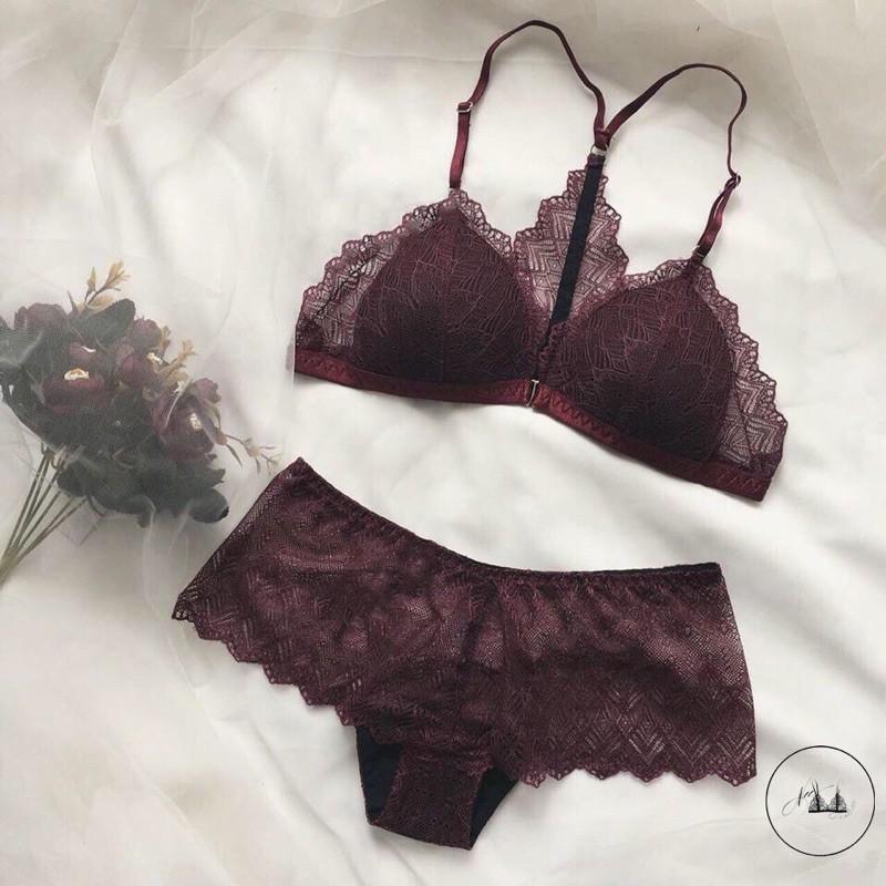 Set Bralette Thiết Kế Daria Đỏ Rượu Vang Quyến Rủ Sang Trọng