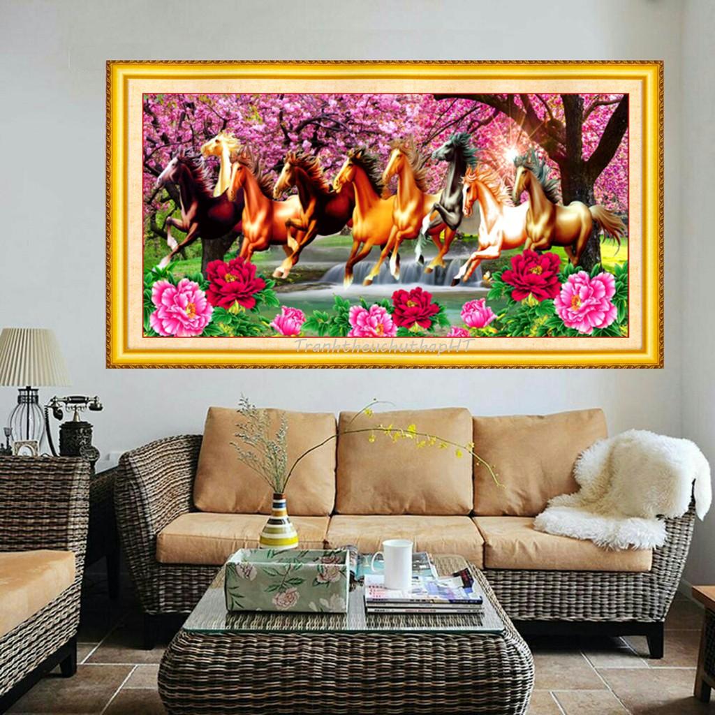 Tranh đính đá - Tranh thêu chữ thập Mã đáo thành công 120*60cm - 150*75cm - tự thêu