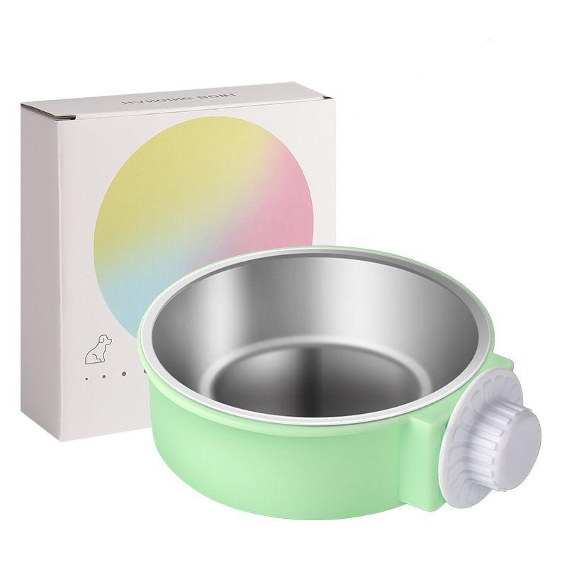 Bát inox gắn chuồng, treo lồng đựng hạt, nước uống cho chó mèo
