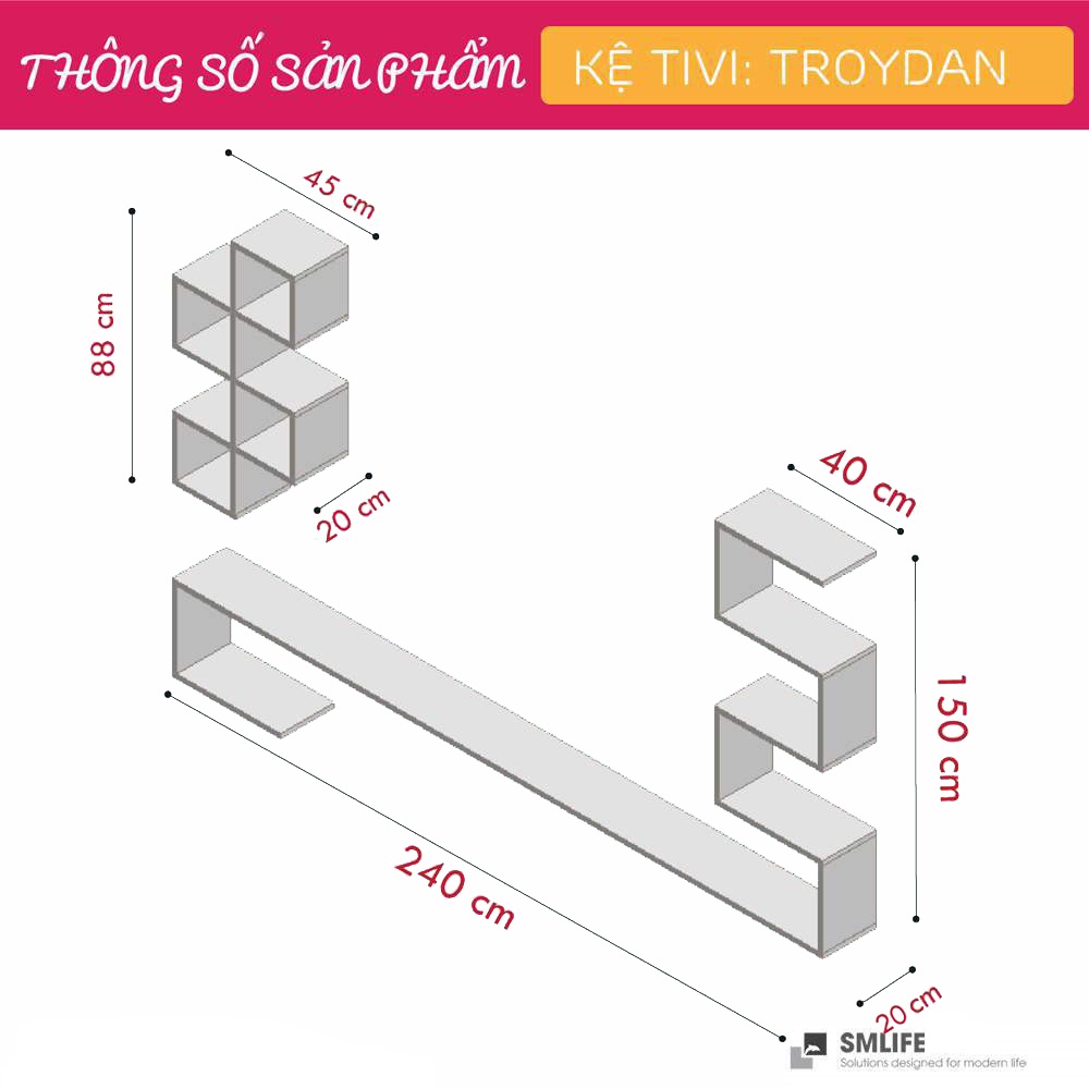 Kệ Tivi gỗ hiện đại SMLIFE Troydan