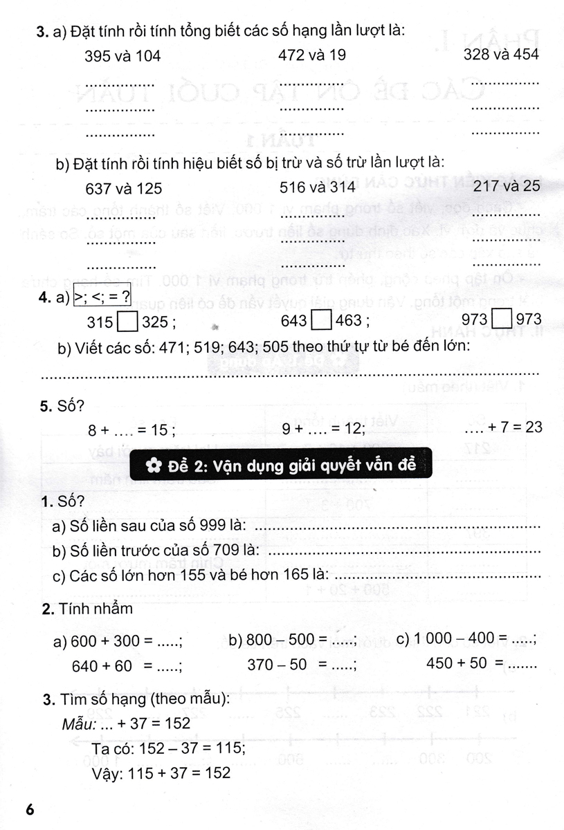 GIÚP EM GIỎI TOÁN LỚP 3 - VỞ ÔN TẬP CUỐI TUẦN