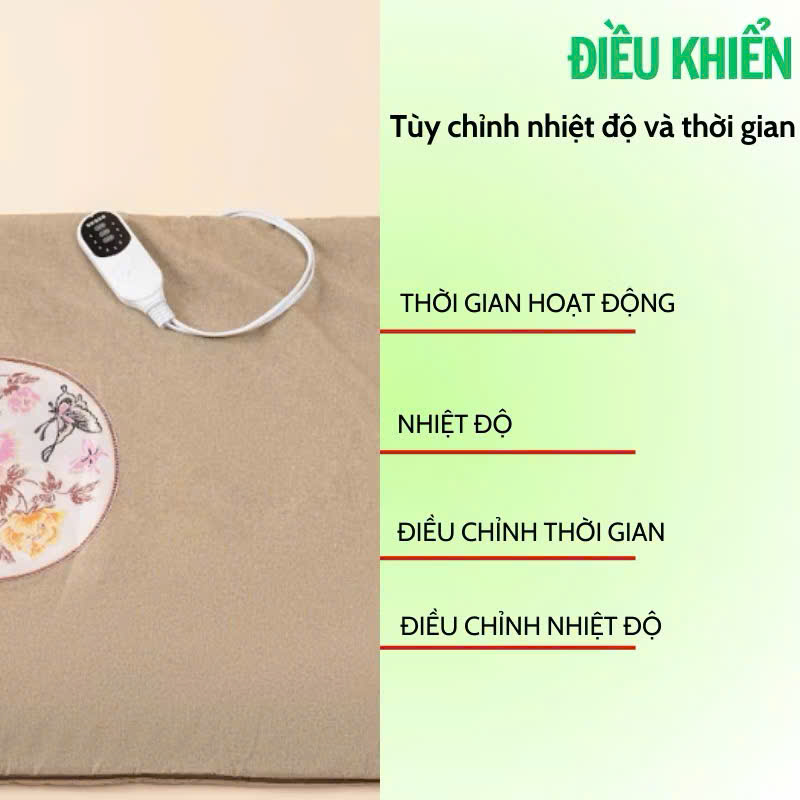 Thảm Ngải Cứu Điện, Đệm Sưởi Ngải Cứu Đông Y Nội Địa Trung Hỗ Trợ Đau Vai Gáy, Đau Lưng Nhức Mỏi Xương Khớp - TẶNG KÈM TÚI ĐỰNG HÀNG CHÍNH HÃNG MINIIN