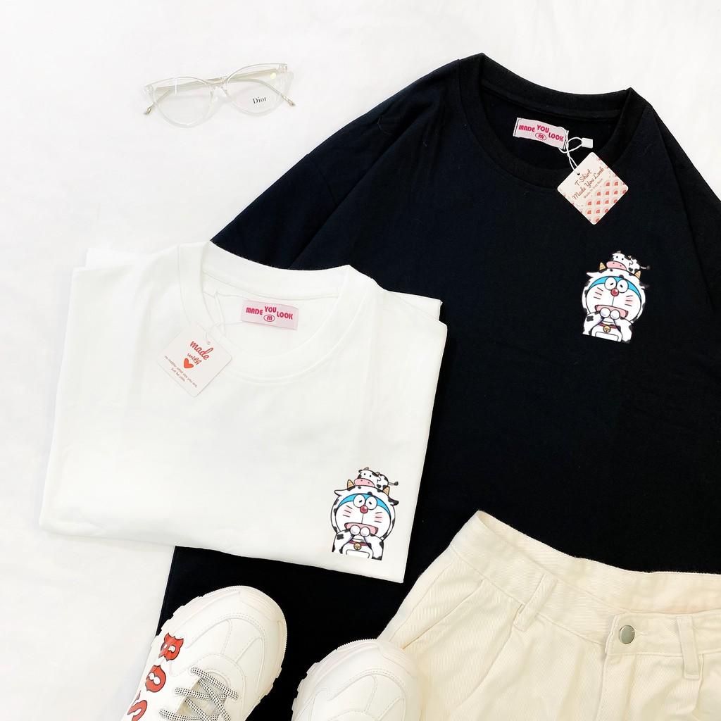 Áo thun tay lỡ Đô Rê Mon Bò Sữa phông Unisex nam nữ tee oversize form rộng pull Ulzzang Streetwear Hàn Quốc vải mềm