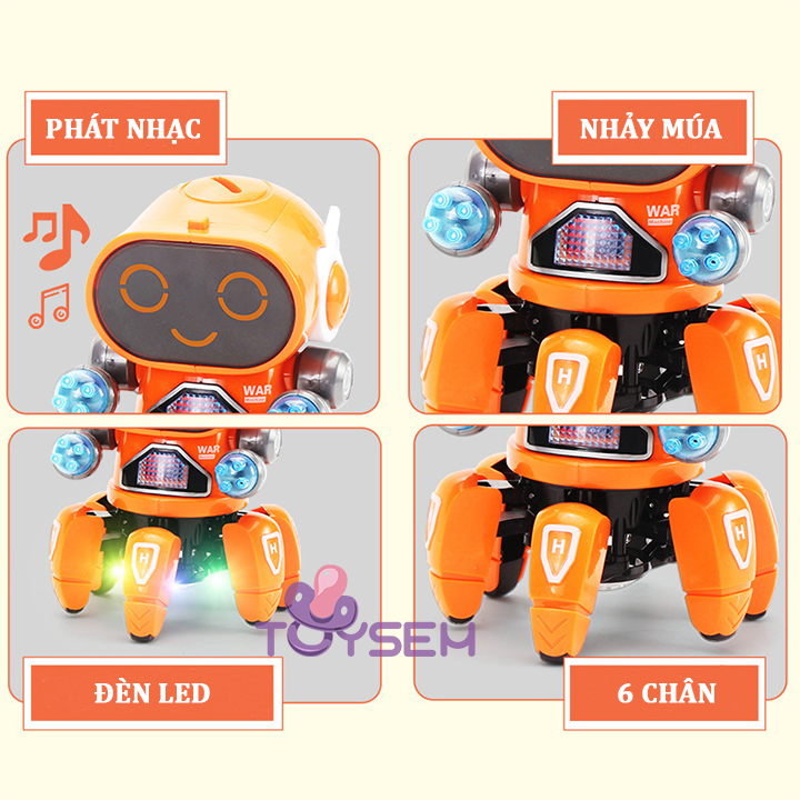 Đồ chơi robot bạch tuột nhảy múa có đèn và nhạc vui nhộn cho bé, Đồ chơi trẻ em, Người máy đồ chơi nhún nhảy, Quà tặng sinh nhật cho bé