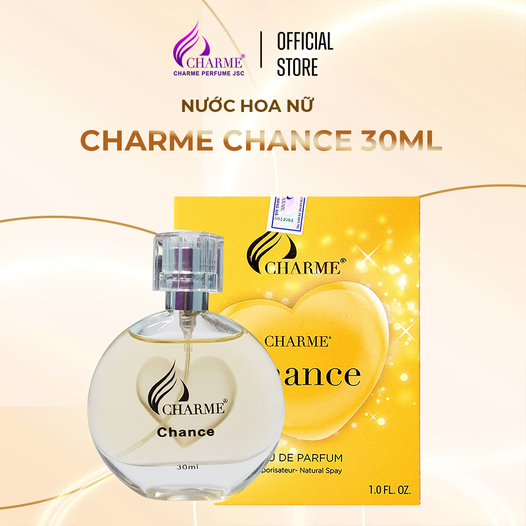 Nước hoa nữ thơm lâu, Charme Chance, mùi hương vani, mang phong cách nữ tính, gợi cảm, lưu hương lâu, 30ml