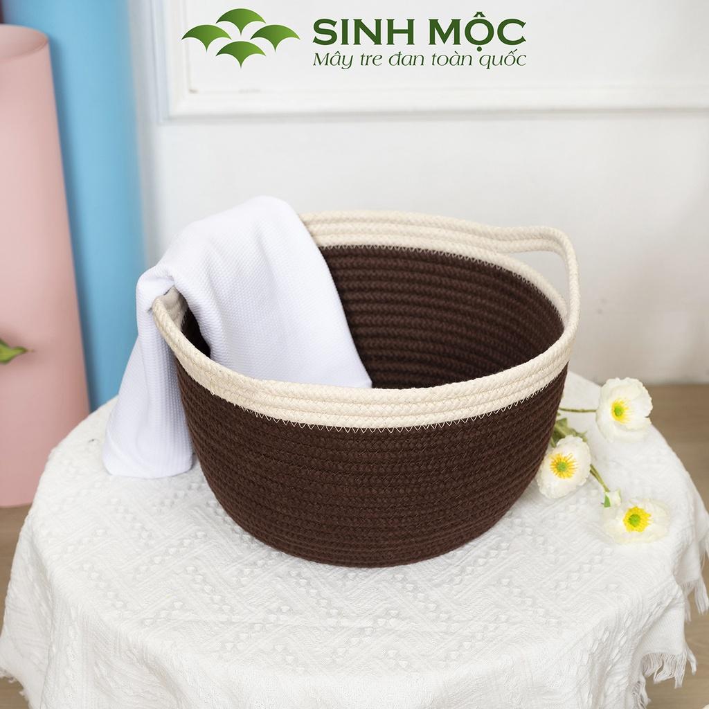 Giỏ cotton cao cấp, giỏ xuất khẩu, giỏ đựng đồ, đựng quần áo, đựng đồ cá nhân Sinh Mộc - M1033