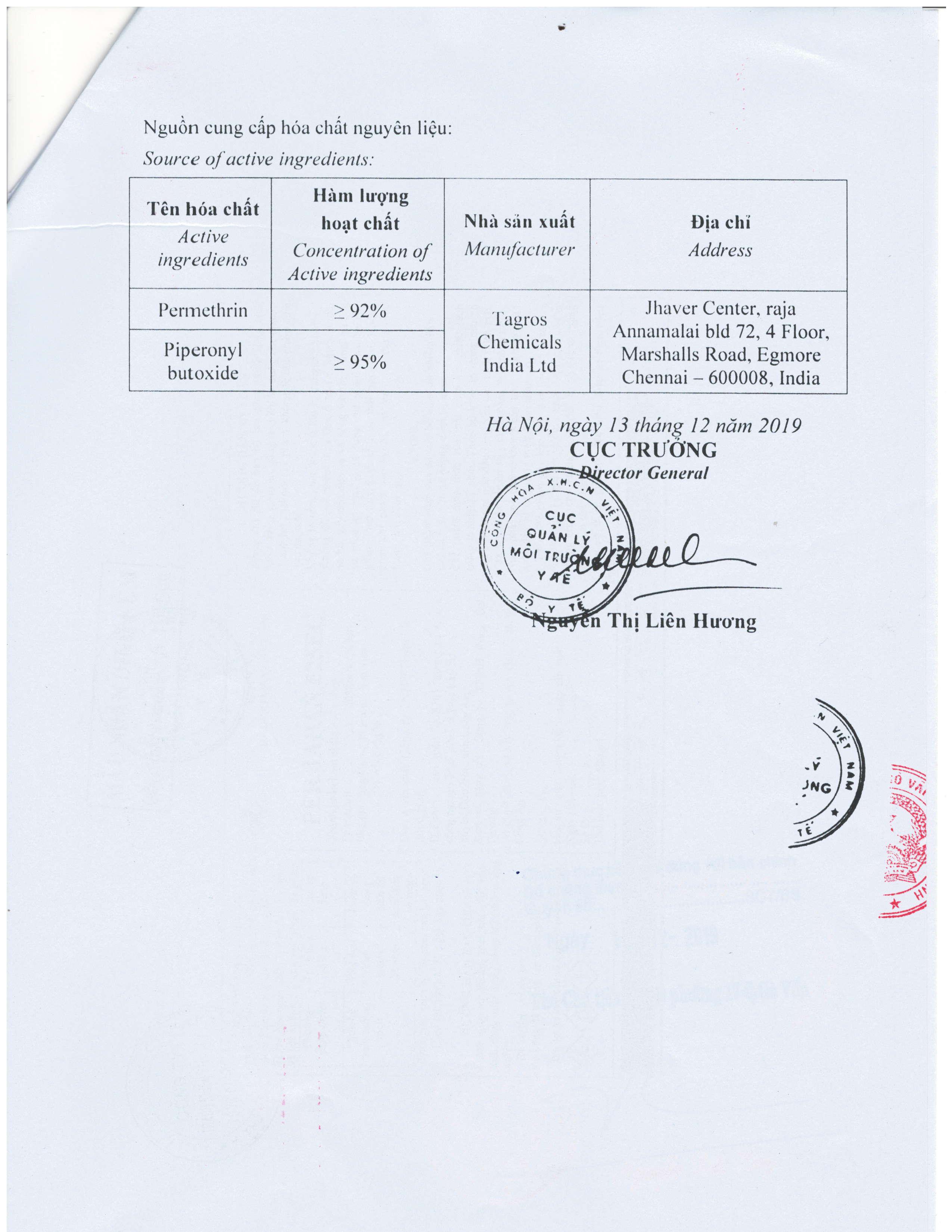 (Bộ Y Tế chứng nhận) Thuốc diệt muỗi PER JAPAN 525EC diệt côn trùng gây hại cho nhà cửa, trang trại và cây trồng...