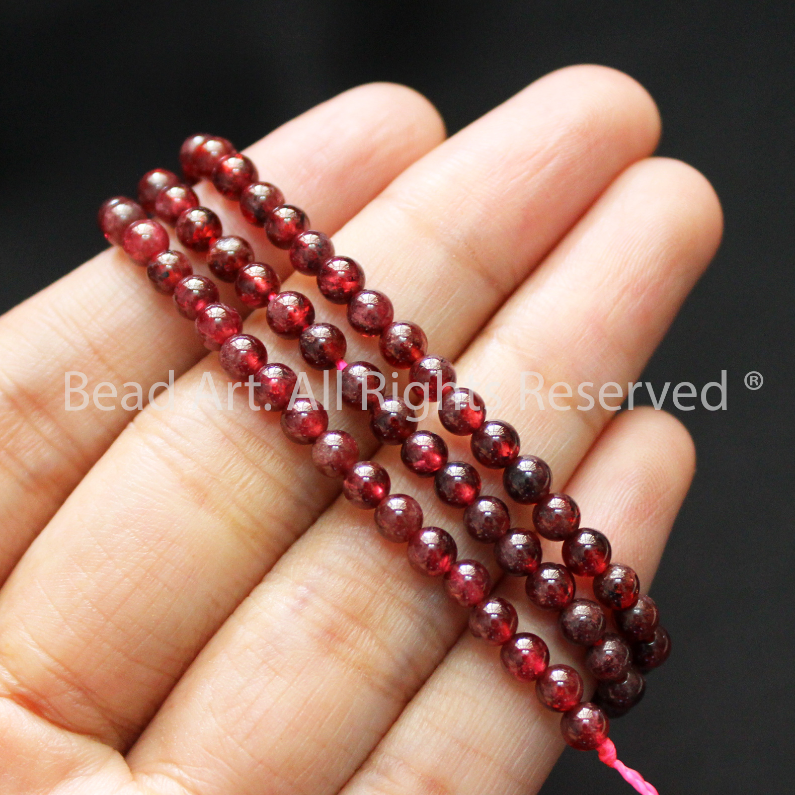 [5 Hạt/10 Hạt] 4MM Đá Garnet, Ngọc Hồng Lựu Tự Nhiên Dạng Tròn Loại AB, Đá Phối Vòng Tay Phong Thuỷ, Chuỗi Hạt, Mệnh Hoả, Thổ - Bead Art