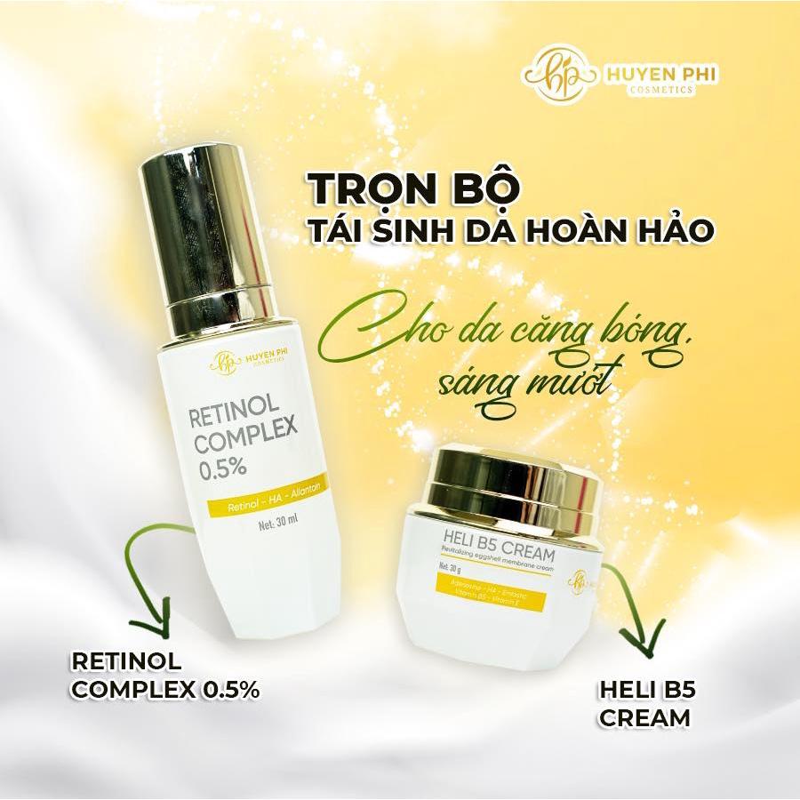 Combo Huyền Phi Cosmetics phục hồi da (Retinol 30ml + Heli B5 Cream30gr)