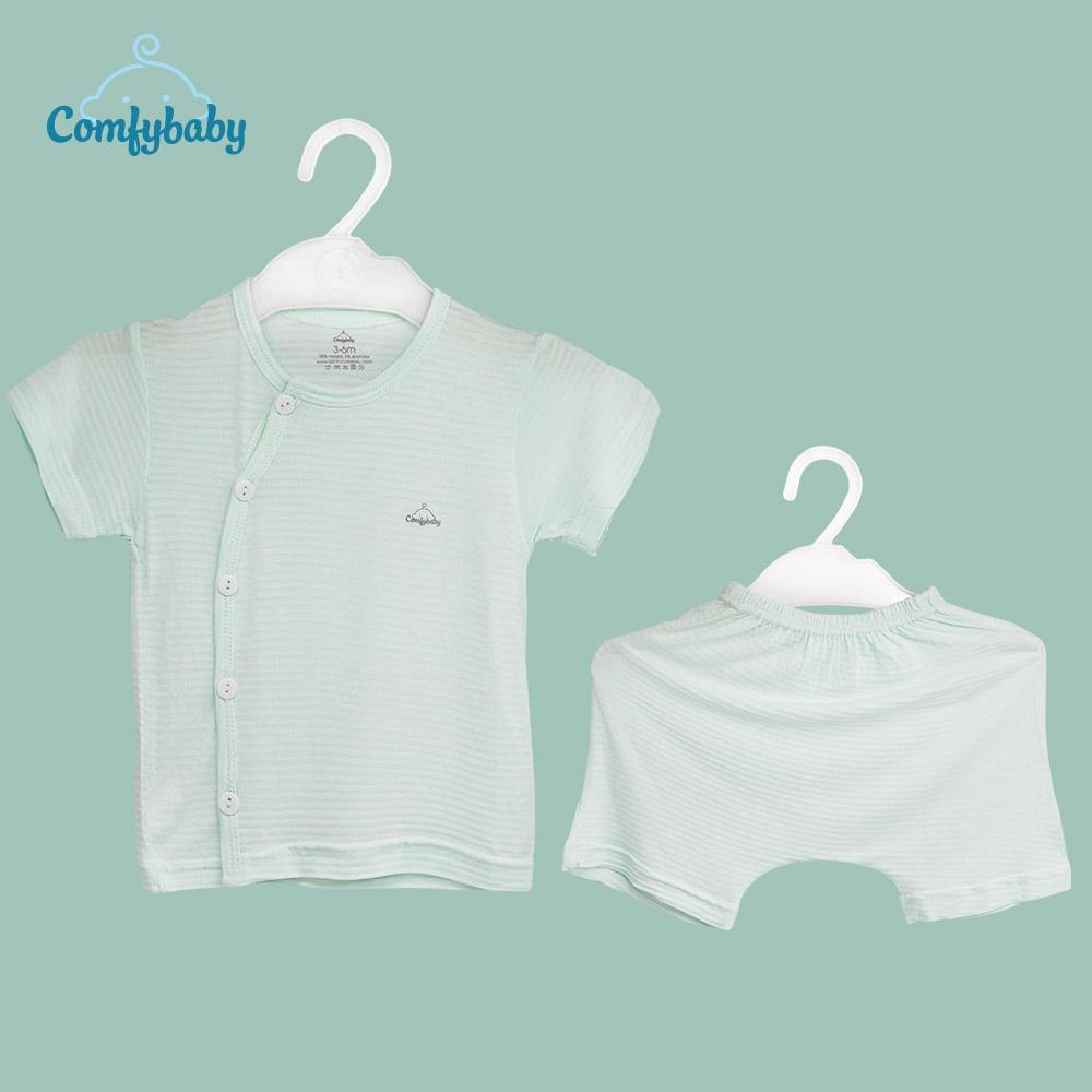 Bộ quần áo cộc hè cho bé 100% Cotton lụa siêu mềm thoáng,set bodysuit đóng bỉm măc ngủ ComfyBaby