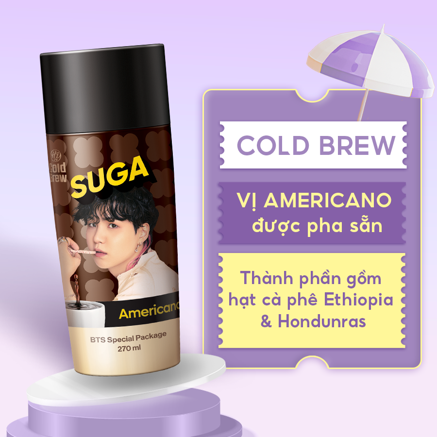 [Combo 7 chai] Cà phê Cold Brew vị Americano Coffee phiên bản BTS - Cafe lon uống lạnh, sử dụng ngay - Chai 270ml