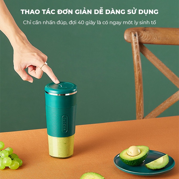 Máy Xay Sinh Tố Cầm Tay Không Dây, Máy Xay Trái Cây Thủy Tinh Sạc Pin Đa Năng Cao Cấp Với 6 Lưỡi Dao Mạnh Mẽ