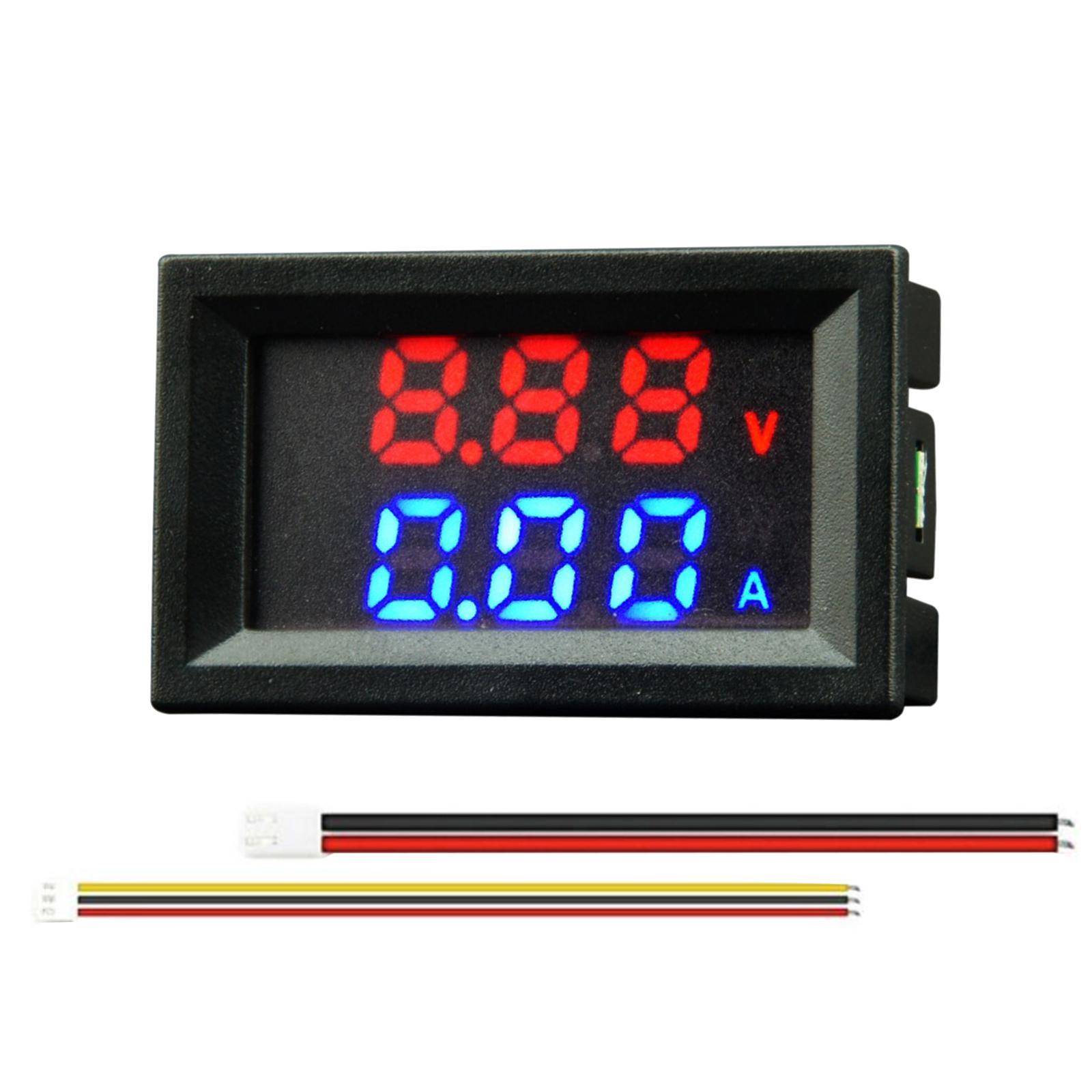 Digital Voltmeter Ammeter with Connect Wires Dual LED Display Panel 100V 10A