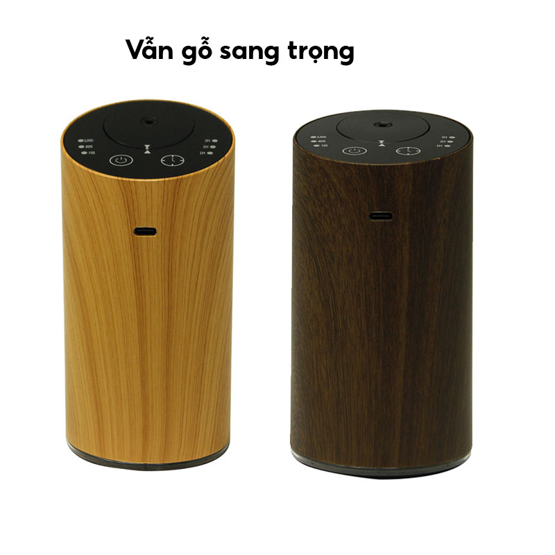 (Hàng chính hãng) Máy xông tinh dầu Vdecor phun trực tiếp pin 2000mAH vân gỗ cao cấp