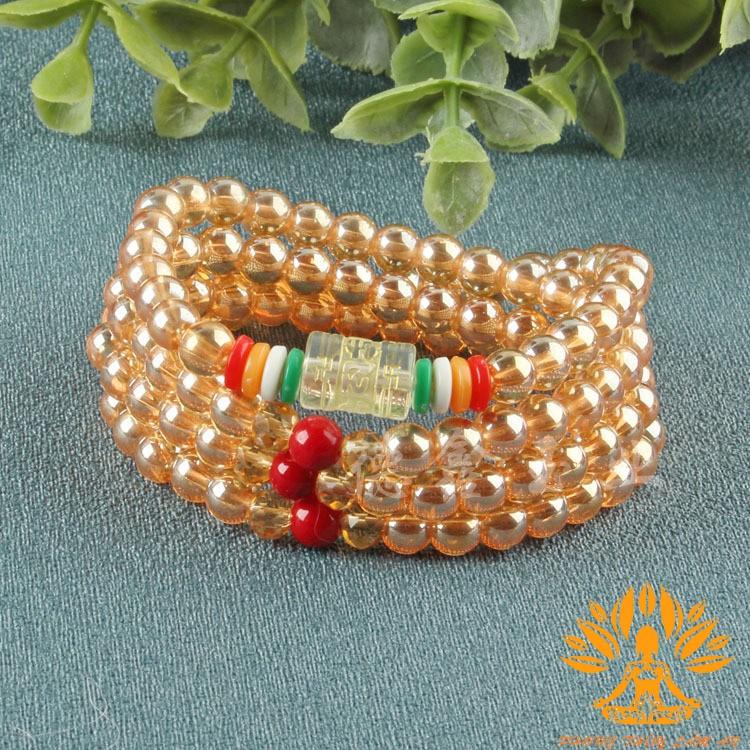 VÒNG TAY ĐÁ TRẦM SAN HÔ TÂY TẠNG CHUỖI 108 HẠT NGŨ SẮC ĐÃ KHAI QUANG MAY MẮN TẶNG KÈM HỘP GẤM CAO CẤP