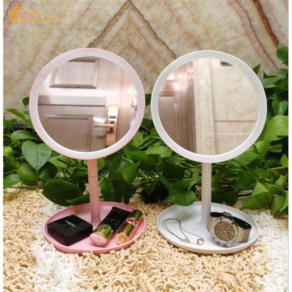 Gương soi trang điểm có đèn LED cảm ứng thông minh để bàn