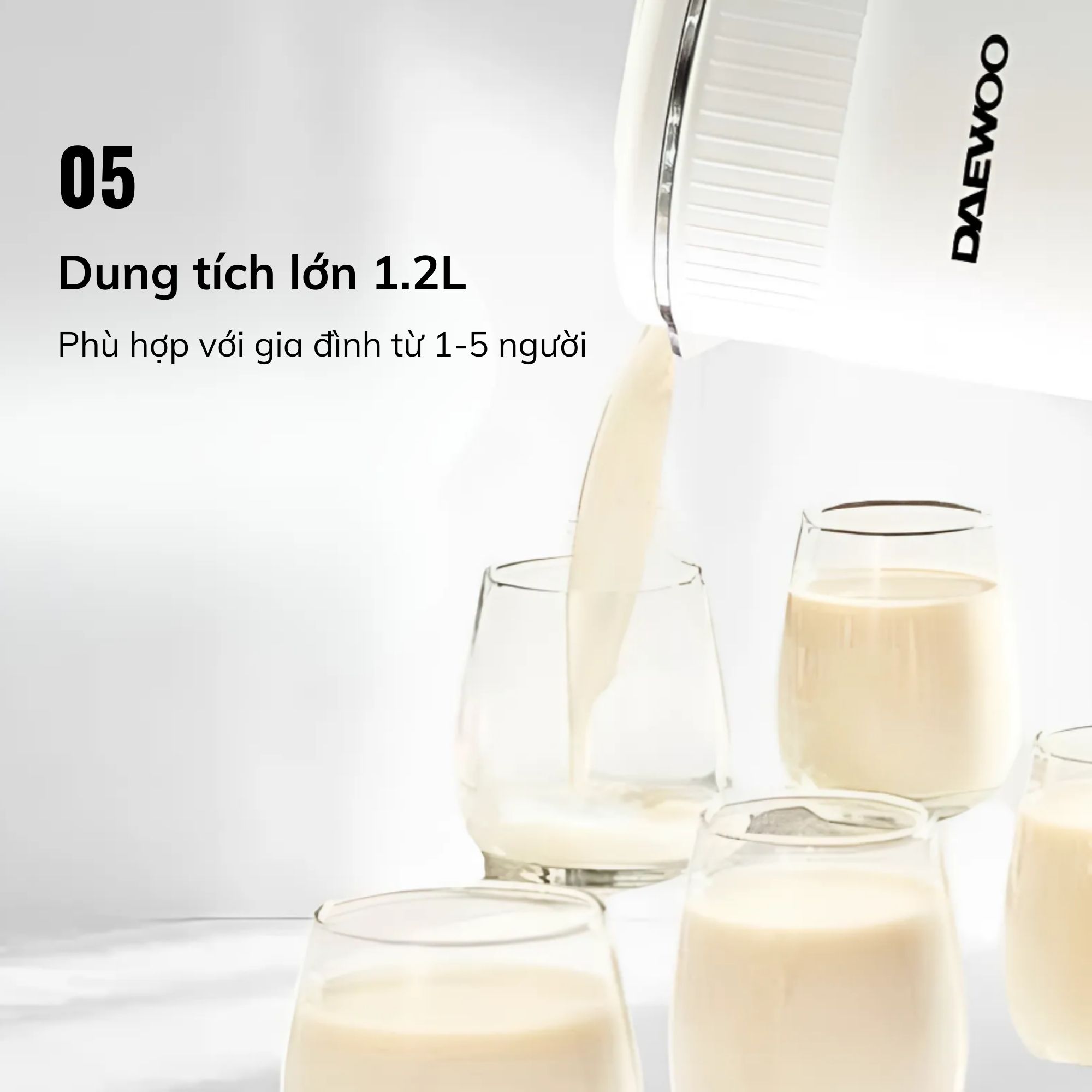 Máy Làm Sữa Hạt Daewoo 1.2L, tặng Cẩm Nang 50 Công Thức - Máy Xay Nấu Đa Năng BH 2 năm, Hàng Chính Hãng