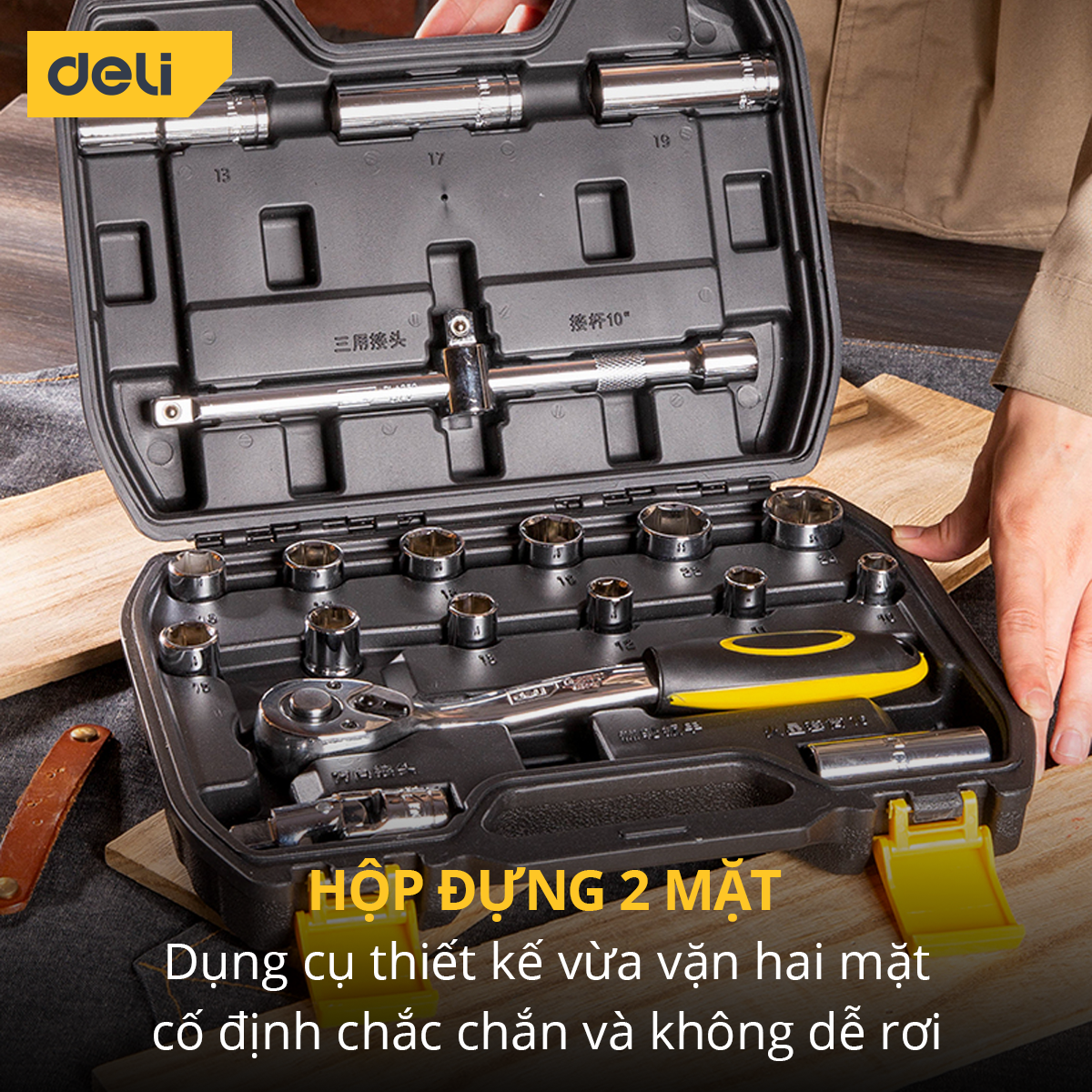 Bộ Dụng Cụ Vặn Bulong Deli 20 Chi Tiết - Chất Liệu Cao Cấp - Hộp Đựng Tiện Lợi, Phù Hợp Nhiều Nhu Cầu Sử Dụng - DL2020T