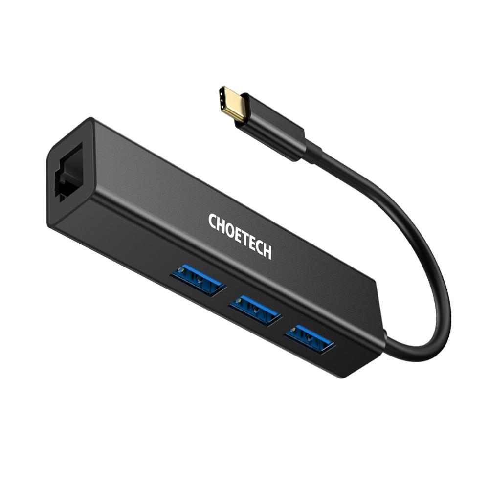 Cáp 4-In-1 USB-C sang RJ45 Adapter Choetech HUB-U02