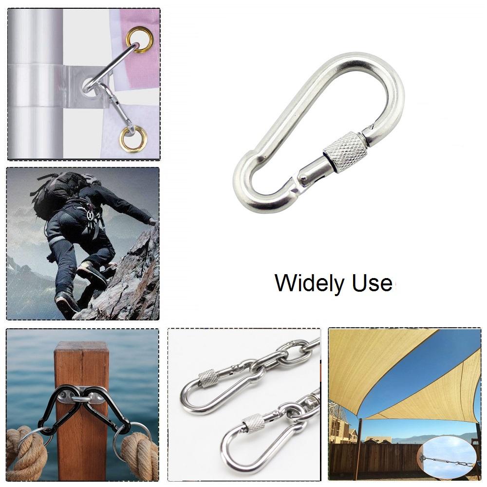 2 Chiếc Đồng Hồ Thép Không Gỉ 304 Ốp Móc Đa Năng Kẹp Có Vít Khóa 5Mm 6Mm 7Mm 8Mm Giàn phần Cứng Cho Võng Cắm Trại Đi Bộ Đường Dài