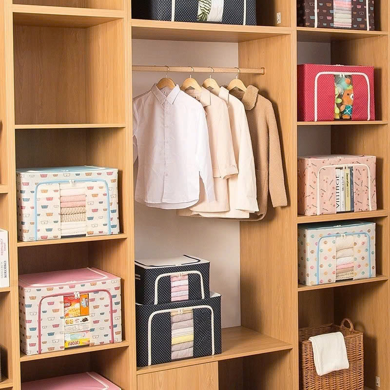 Túi Đựng Chăn Màn - Hộp Đựng Quần Áo Khung Sắt Gấp Gọn - Màu Ngẫu Nhiên