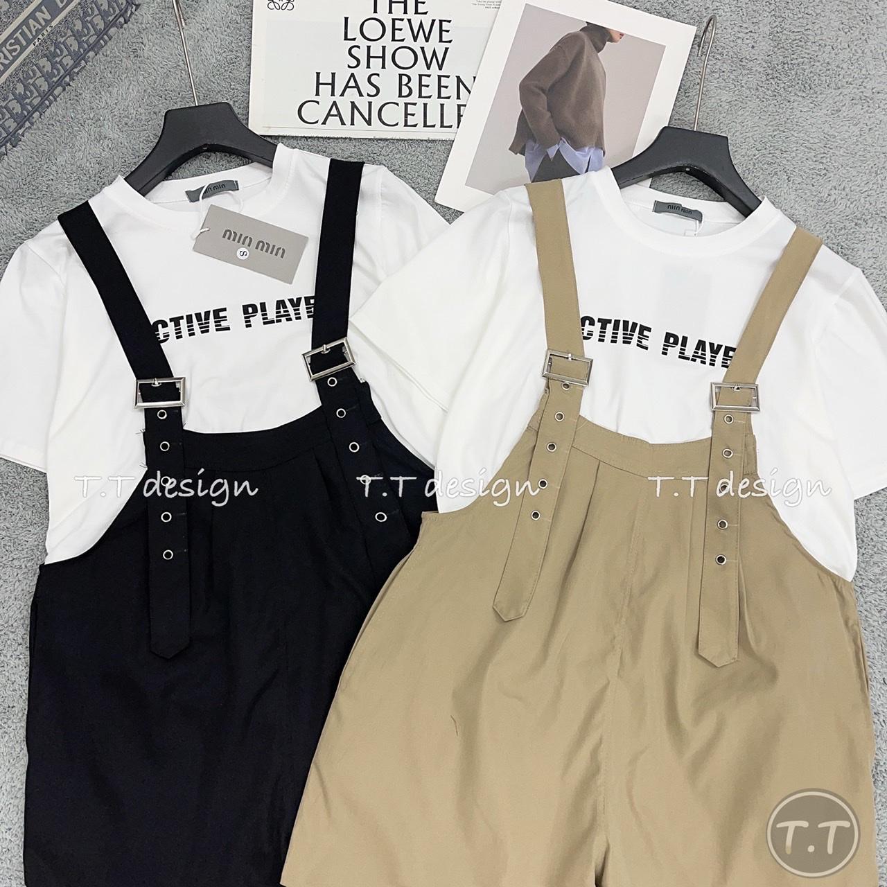 SET ĐI CHƠI, SET 2 MÓN ÁO THUN TAY NGẮN PHỐI YẾM CHỮ CỰC XINH