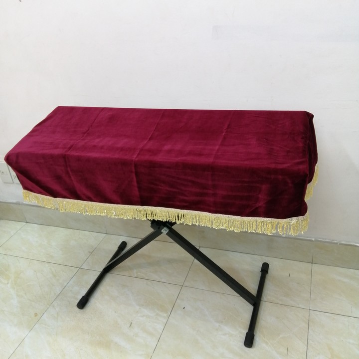 KHĂN PHỦ ĐÀN ORGAN LOẠI 61 PHÍM CHẤT LIỆU NHUNG ĐỎ