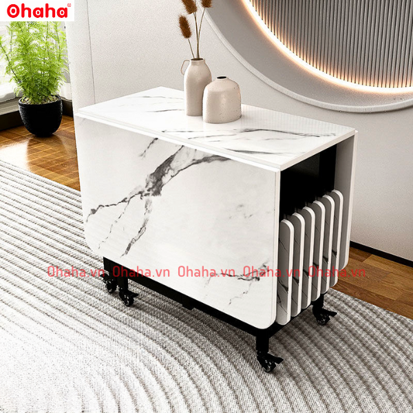 [Kèm Ảnh Thực Tế - Miễn phí vận chuyển &amp; Lắp đặt] BÀN ĂN GẤP GỌN THÔNG MINH CÓ GHẾ VÀ BÁNH XE OHAHA - BA023