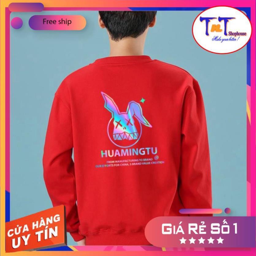 AS33 Áo Sweater Thỏ Huamingtu Phản Quang, Aó Nỉ Dài Tay Nam Nữ Cá Tính, thời trang công sở